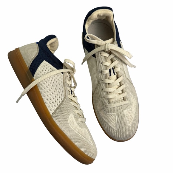 Rothys RS01 Sneaker Hudson Off White Khaki Cream Blue gum sole Mens 8 - Picture 3 of 8